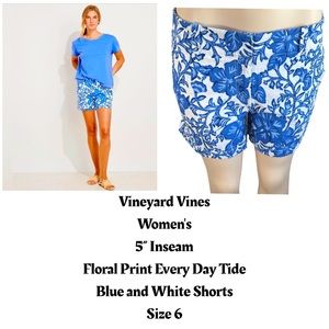 Vineyard Vines Women's 5” Floral Print Every Day Tide Shorts | Size 6
